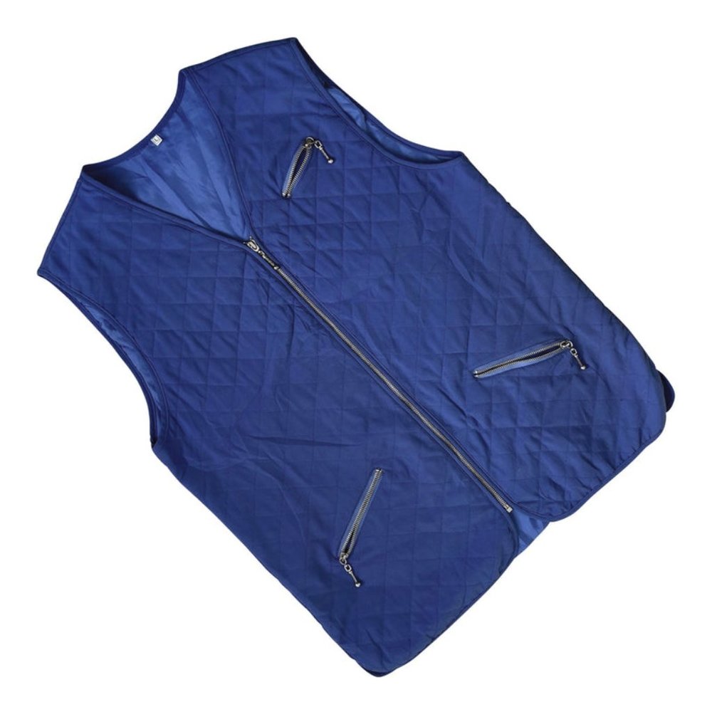 Sundazed (Germany) Crêpe Polyester Bias Bound Full Zip Quilted Vest Blue : L
